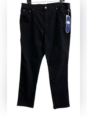 NWT DG2 by Diane Gilman Black Straight Leg Stretch Jeans 16W Embossed Buttons